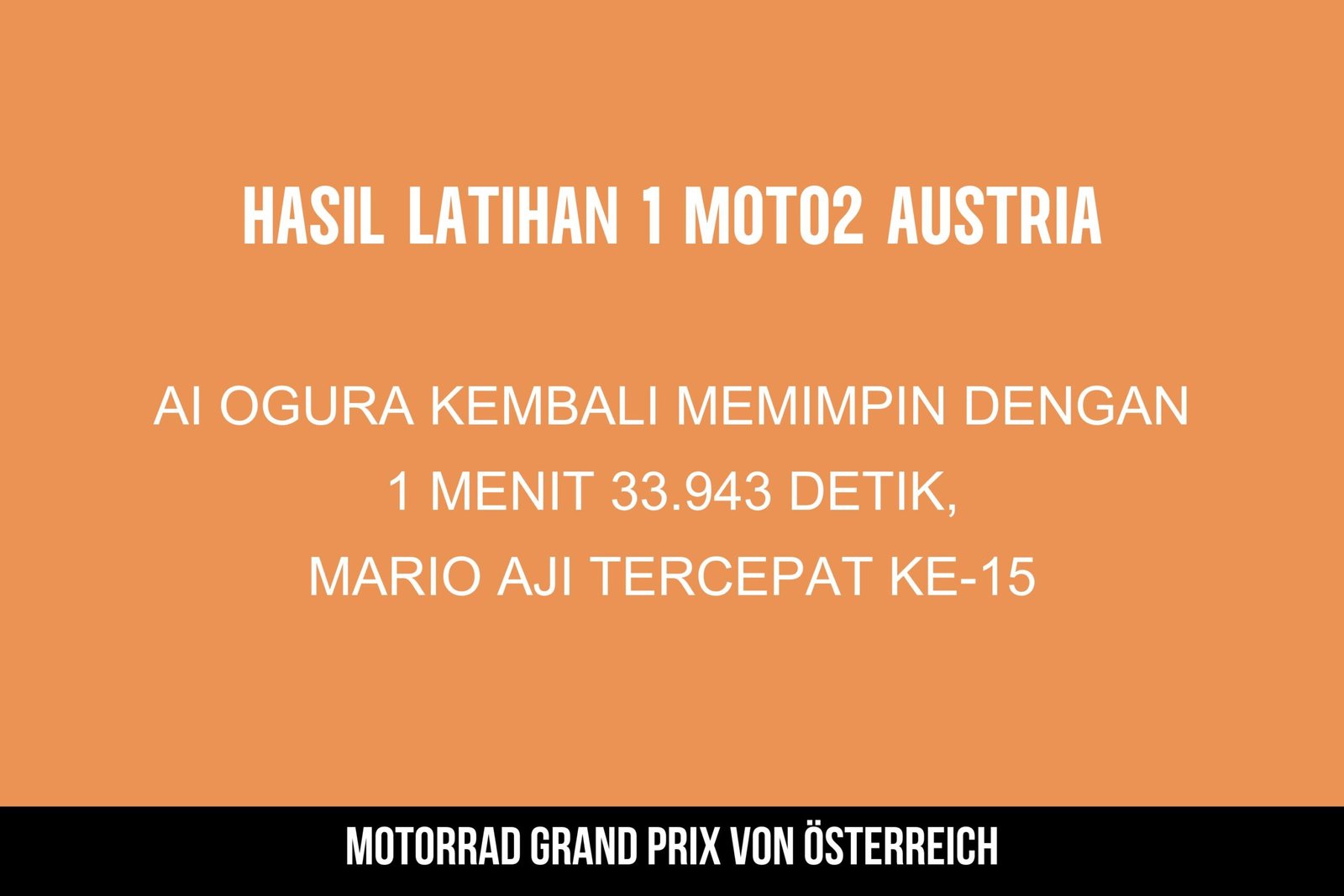 Hasil Latihan 1 Moto2 Austria 2024: Ogura Tercepat, Marino Aji ke-15