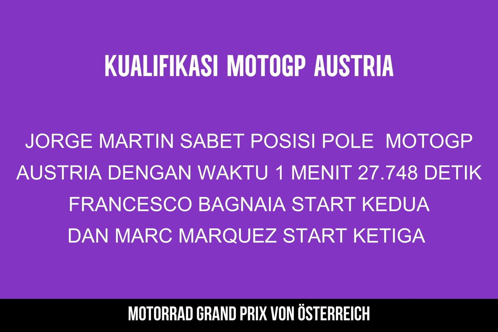 Hasil Kualifikasi MotoGP Austria 2024