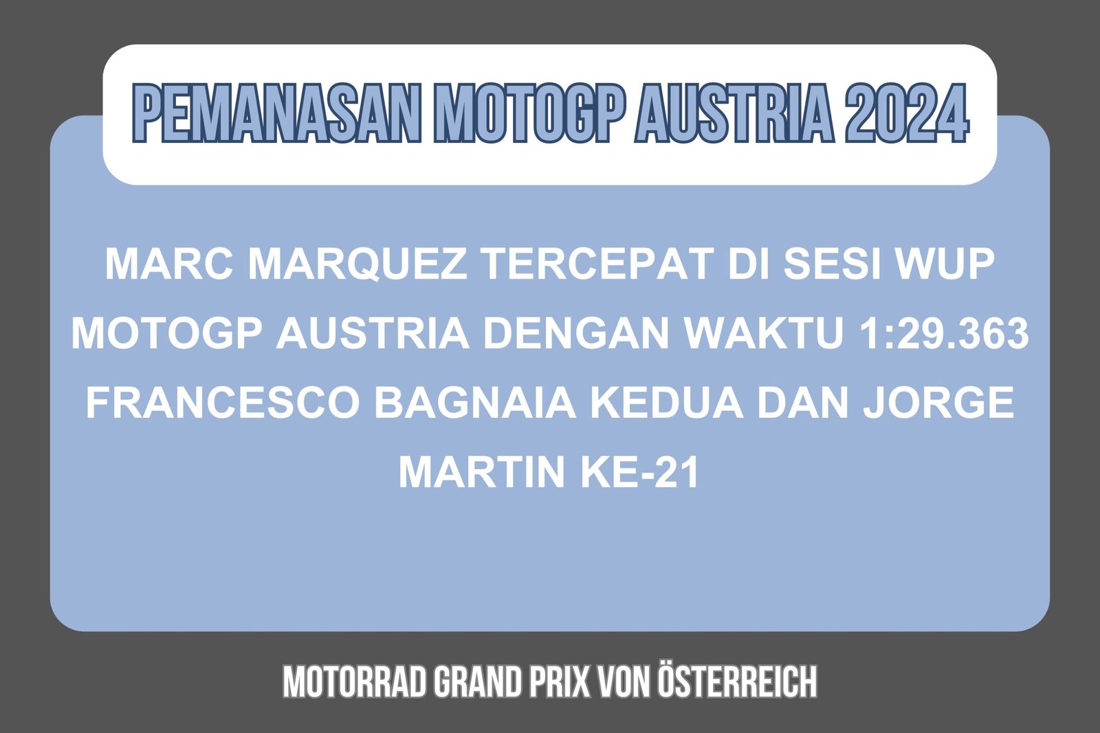 Hasil Pemanasan MotoGP Austria 2024: Marquez Kalahkan Bagnaia