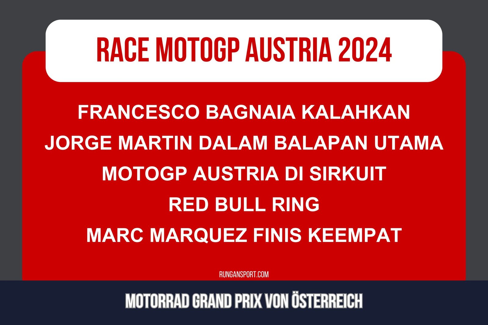 Hasil Race MotoGP Austria 2024