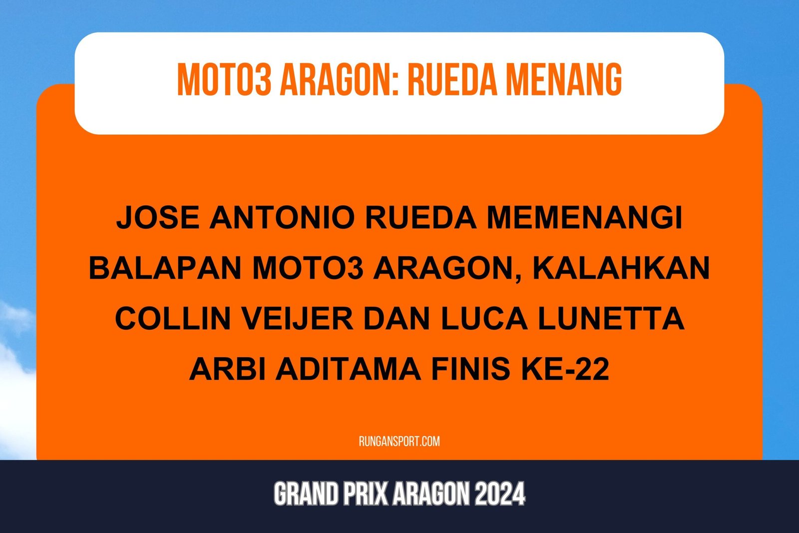 Hasil Race Moto3 Aragon 2024: Rueda Menang, Arbi ke-22