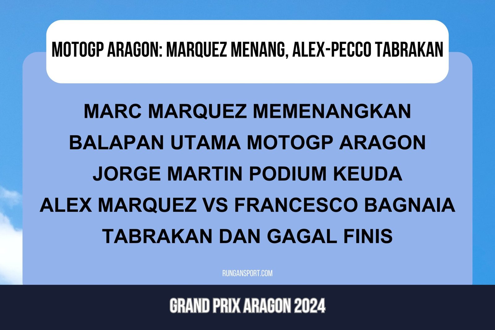 Hasil Race MotoGP Aragon 2024: Marquez Menang, Alex-Pecco Tabrakan