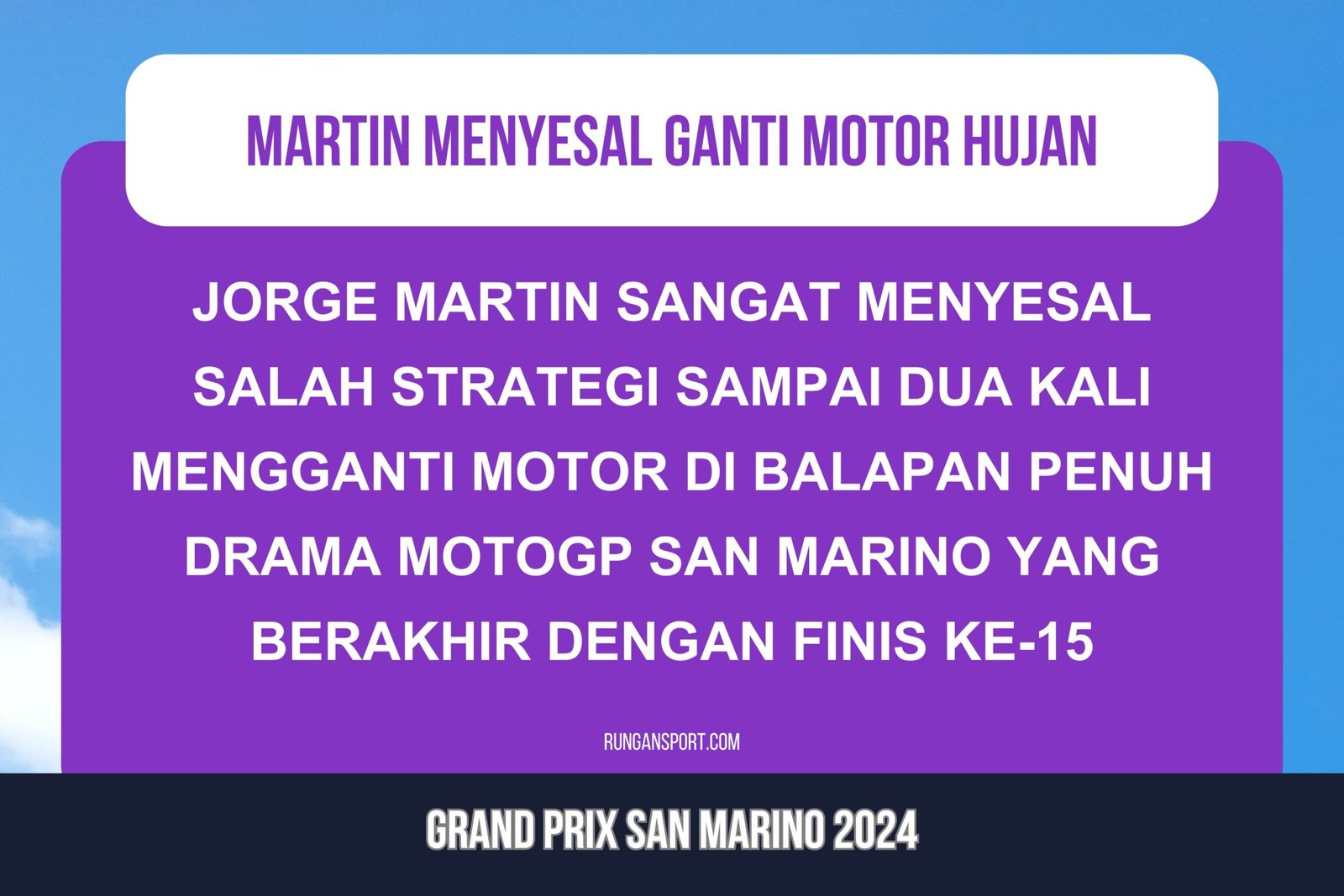 Drama MotoGP San Marino: Martin Menyesal Ganti Motor Hujan