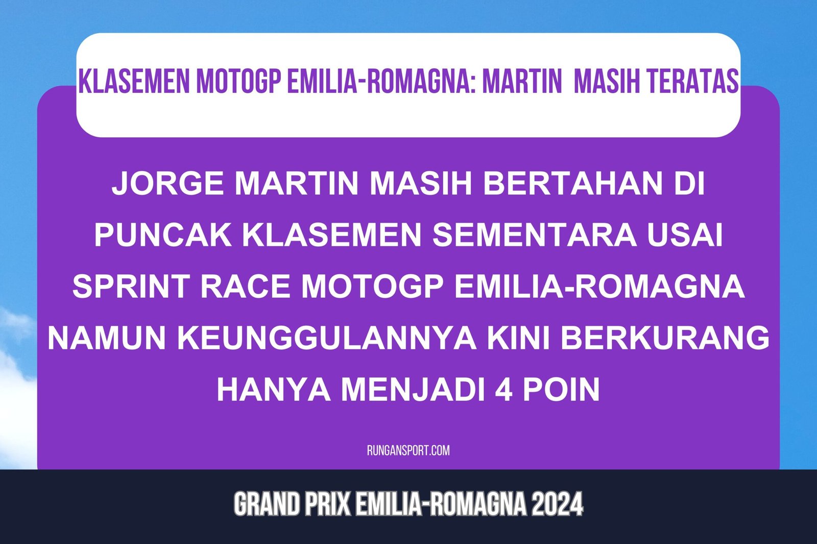 Klasemen Sementara MotoGP usai GP Emilia-Romagna 2024