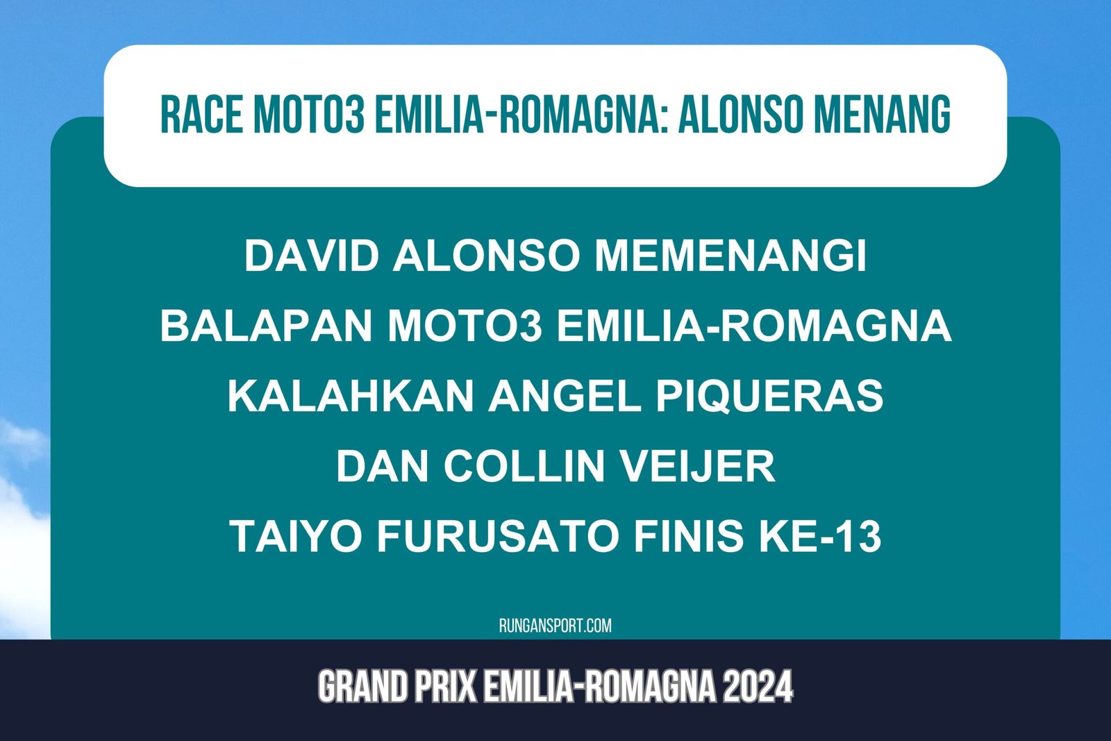 Hasil Race Moto3 Emilia-Romagna 2024