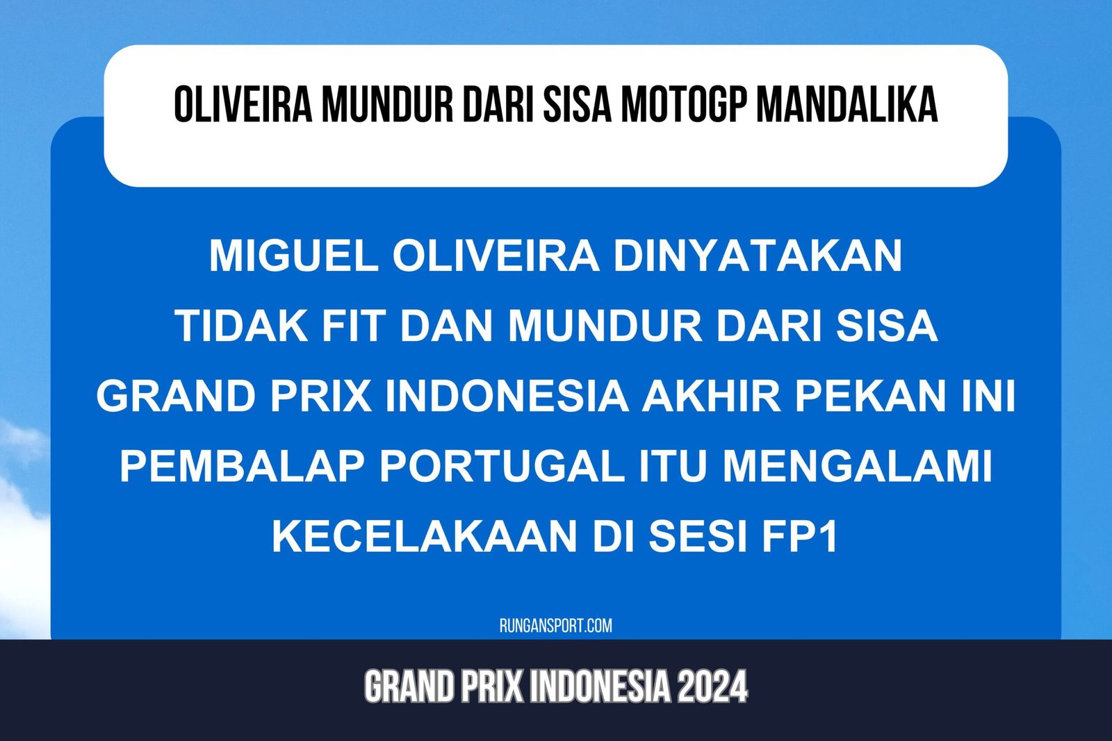 Oliveira Mundur dari MotoGP Mandalika, Cedera Retak Tangan runganSport