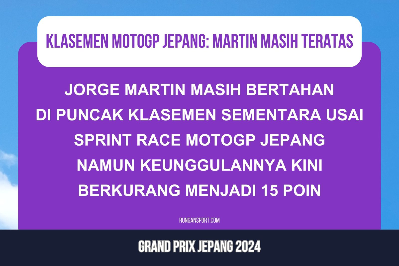 Klasemen Sementara MotoGP usai Sprint GP Jepang 2024