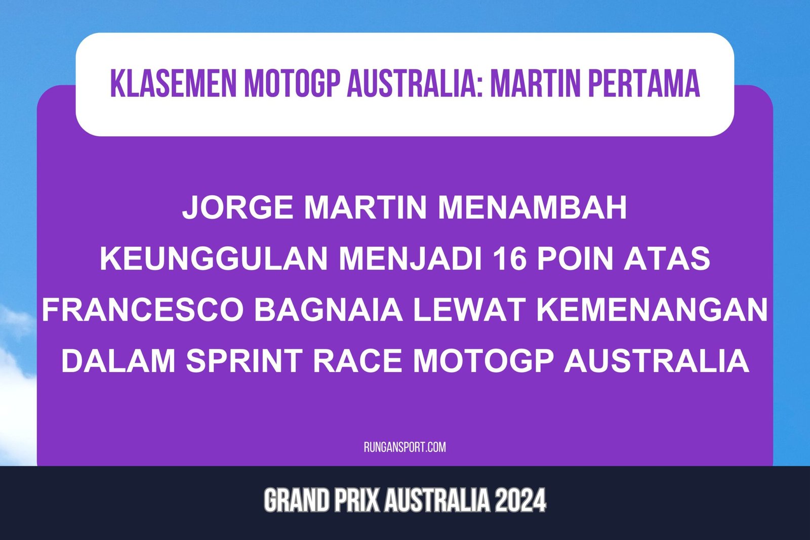 Klasemen Sementara MotoGP usai Sprint GP Australia 2024