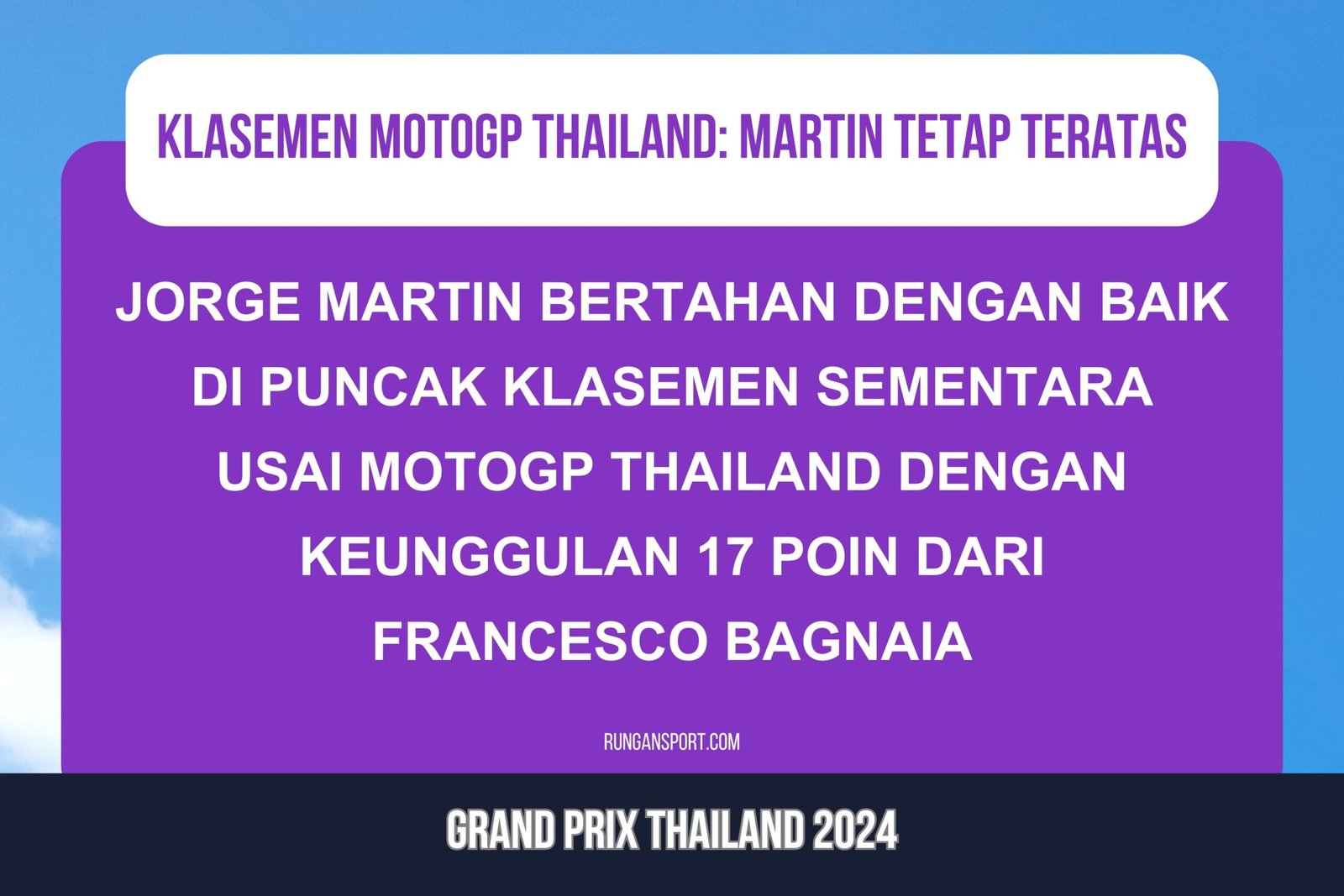 Klasemen Sementara MotoGP usai GP Thailand 2024