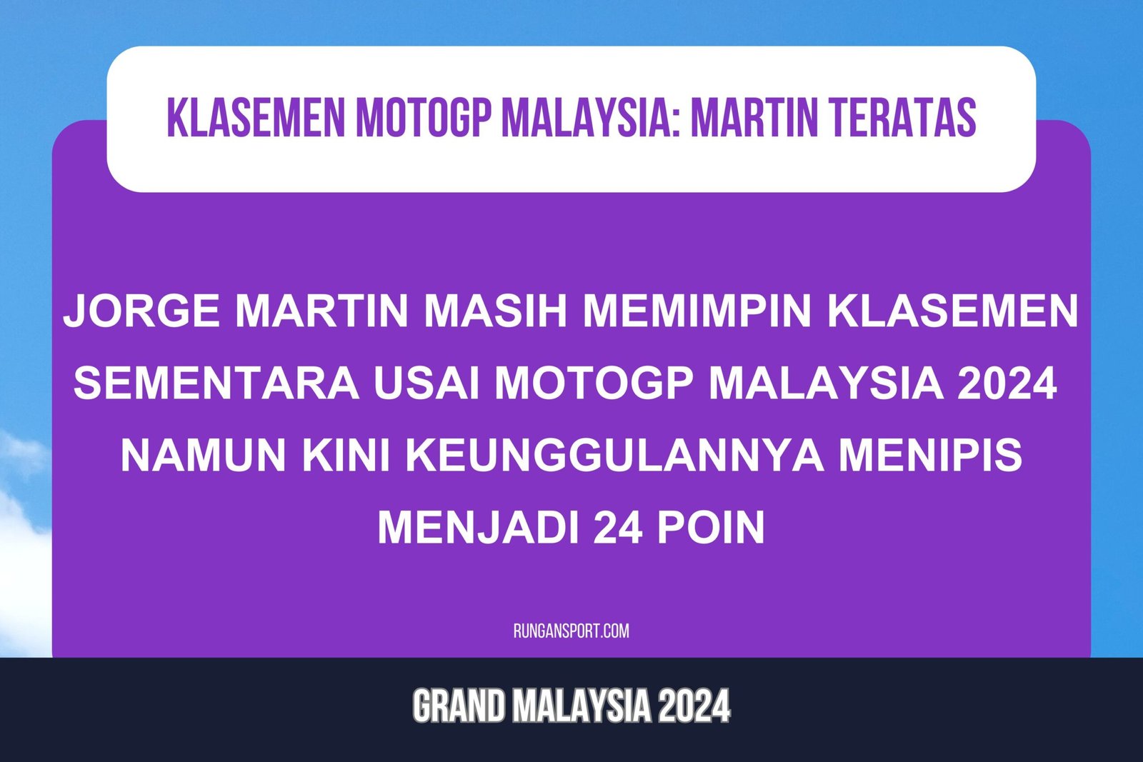 Klasemen Sementara MotoGP usai GP Malaysia 2024