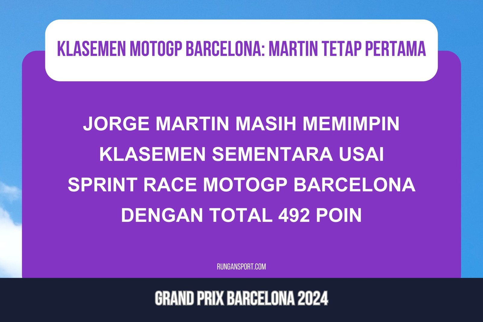 Klasemen Sementara MotoGP usai Sprint GP Barcelona 2024